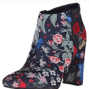Sam Edelman Campbell Floral Embroidered Booties | Jacquard Ankle Boots | Size 10